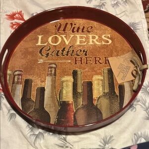 Boston Warehouse Wine Lovers Serving Tray - Red and Brown